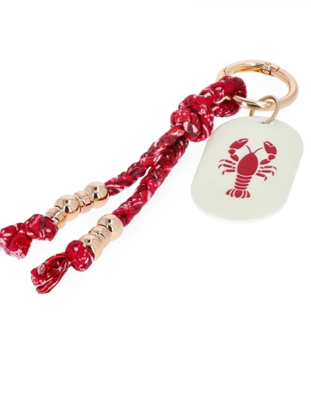 NWT No Boundaries Women's Icons Bag Charm, Red Bandana Lobster Keychain Beaded